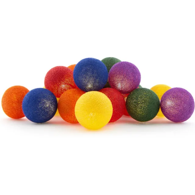 Cotton Ball Lights LED lichtslinger voor binnen - Handgemaakt en Fairtrade - 20 lampjes - Rainbow