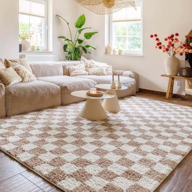 Boho&me Checkerboard vloerkleed - Check ivoor/beige 80x150