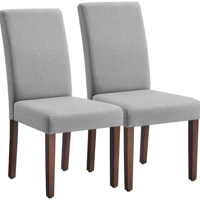 Songmics Eetkamerstoelset – Set van 2 – Met hoge rugleuning en comfortabel zitkussen Duifgrijs