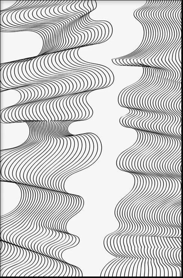 Walljar Abstract Line Art IV - Muurdecoratie - Poster Multi