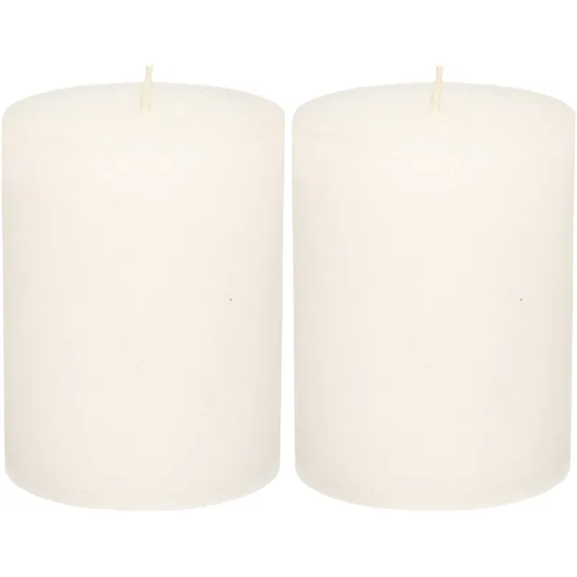 Atmosphera Stompkaars - 2x - wit - 7 x 9 cm - middel rustiek model - cilinderkaars - kaars