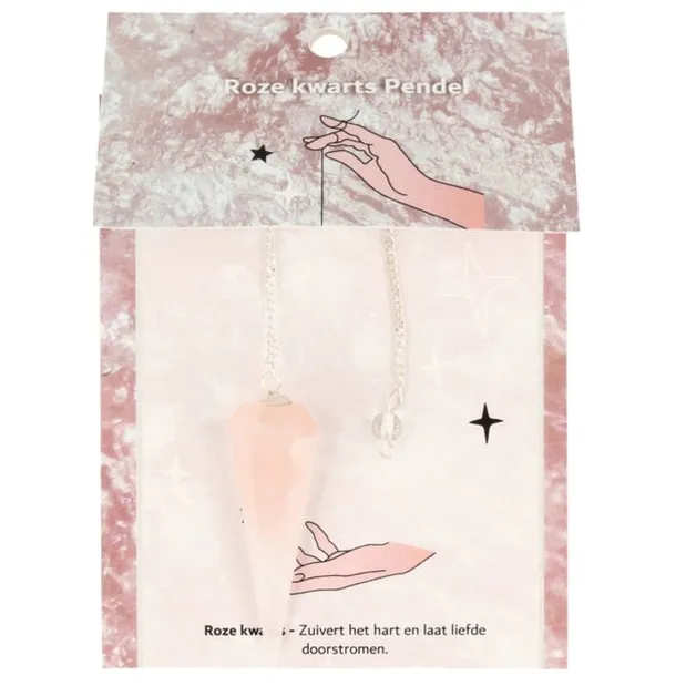 Ruben Robijn Pendel facet + kaart Roze kwarts n.n.b