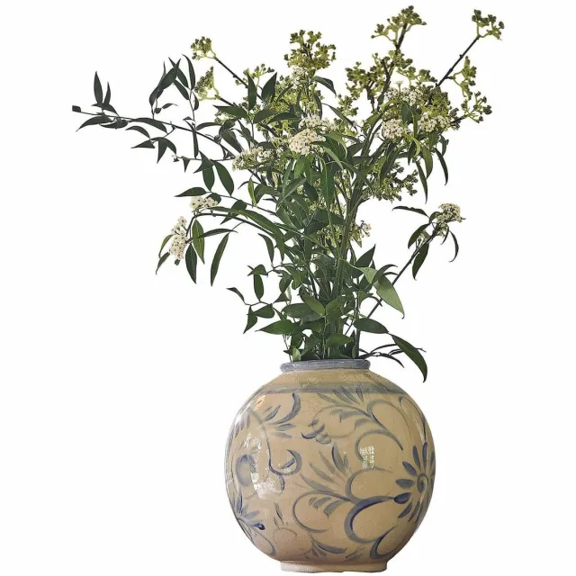 Loberon Vaas Oviren wit/blauw