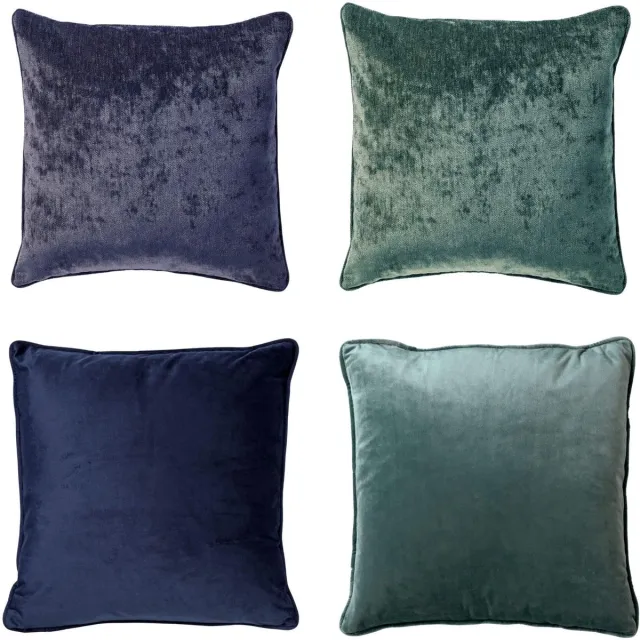 Dutch Decor KUSSENSET - 4-delig - Velvet Elegance - 45x45 cm - inclusief binnenkussens - blauw, groen - Met Ritssluiting – Decoratie set sierussens - Comfortabele kussentjes voor op de Bank