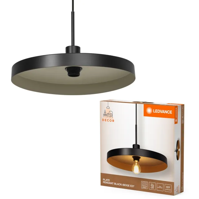 Ledvance Decor Plate Pendant E27 Beige Zwart
