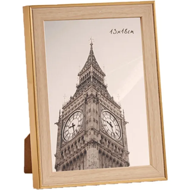 Arte r Fotolijst - goud/houtlook - kunststof/glas - 13x18 cm - 21x16 cm - staand/hangend Goudkleurig
