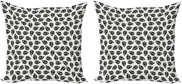 ABAKUHAUS Blad Kussenhoes – 2x45 cm – Dubbelzijdig bedrukt – Mikrofaser Zwart