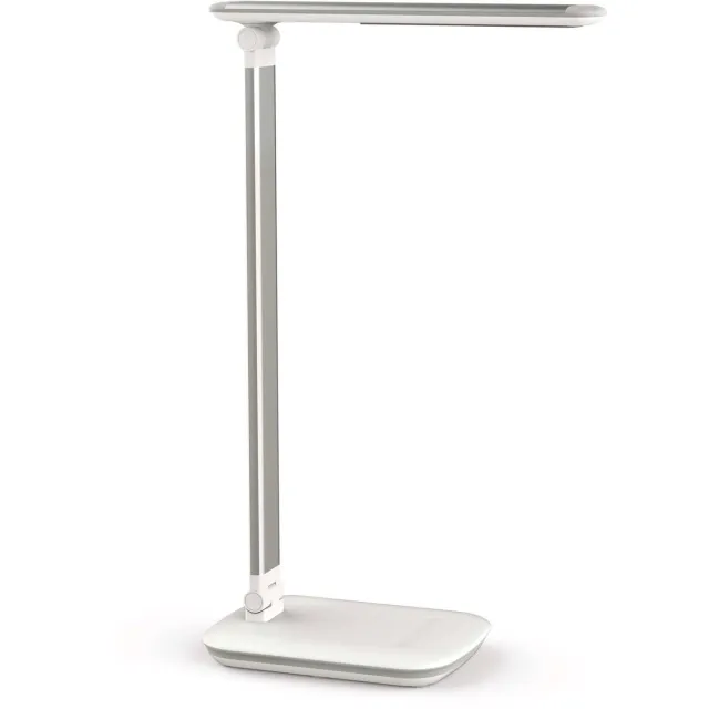 Maul MAULjazzy Bureaulamp - LED - Wit - Dimbaar - Kantelbare Lampkop - Touchscreen - USB Oplaadpunt - Tafellamp wit|zilver