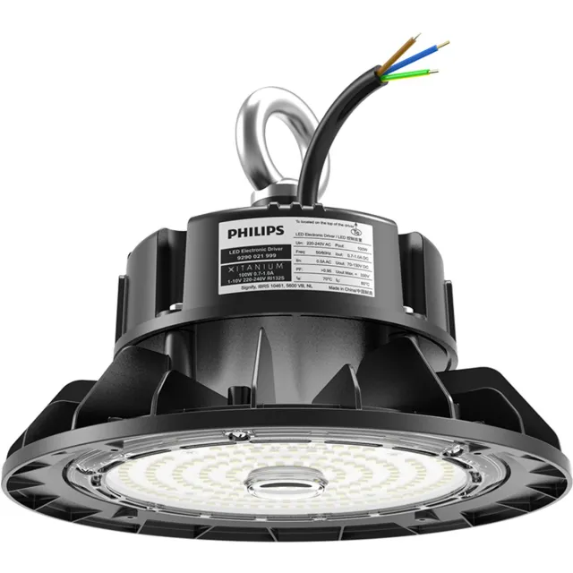 HOFTRONIC Triton LED High Bay - 100W 17.500lm (175lm/W) - Philips driver - Samsung LEDs - 6500K daglicht wit licht - IP65 waterdicht - Dimbaar - Magazijnverlichting Zwart