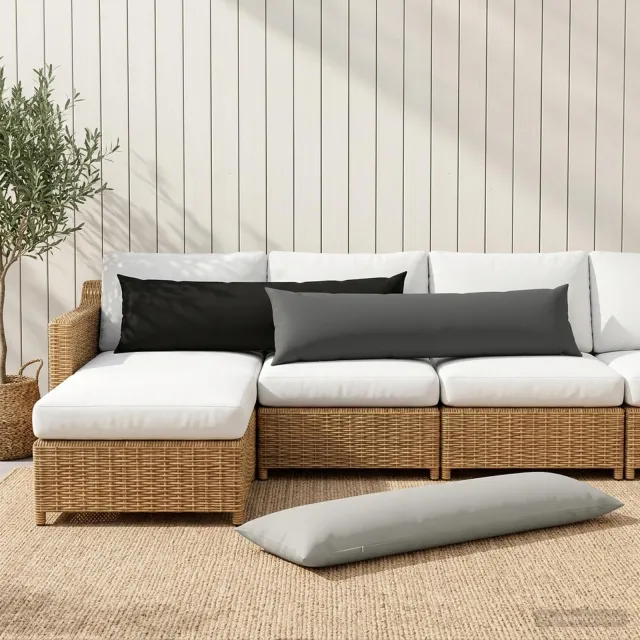 vidaXL Dekenkussen - 2 - st - HEERLEN - Zwart - 40 - x - 145 - cm - Polyester, foto 2