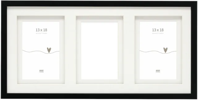 Deknudt Frames multifotolijst - zwart - passe-partout - 3 foto's 13x18