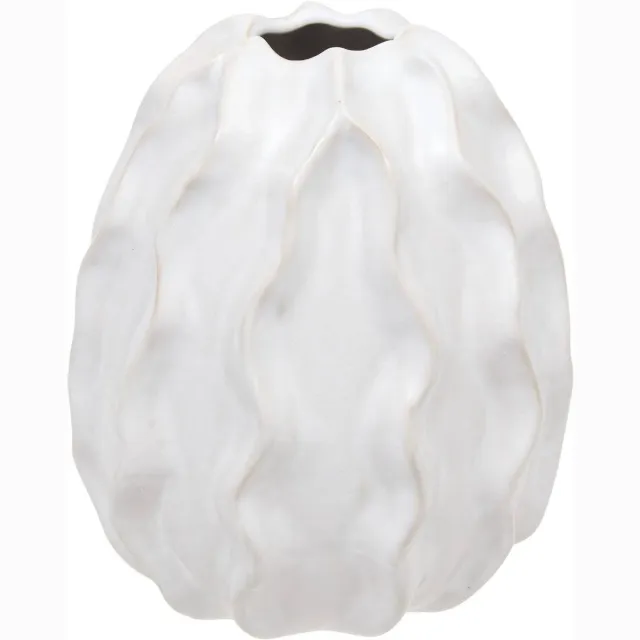 Atmosphera Créateur d'intérieur® Vaas met organische textuur van geglazuurd steengoed SANDRI Blanc