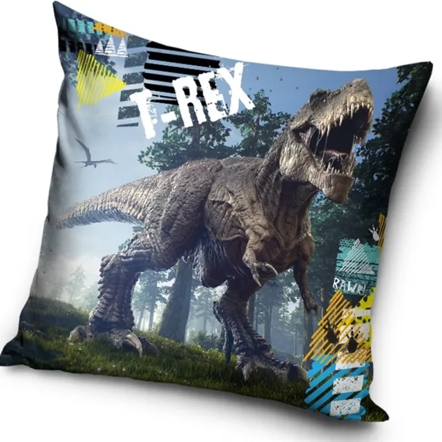 Carbotex Sierkussenhoes T-rex - 40x40 cm - polyester - exclusief vulling multi
