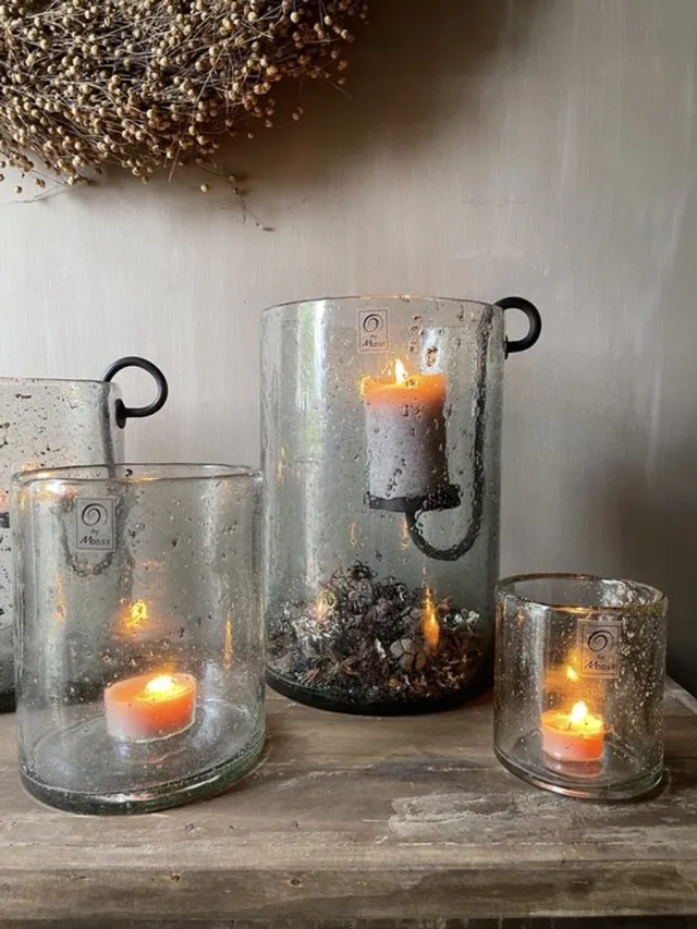 by Mooss Windlicht Stone Ø 20 x 30 cm by Shopsahopsa Transparant