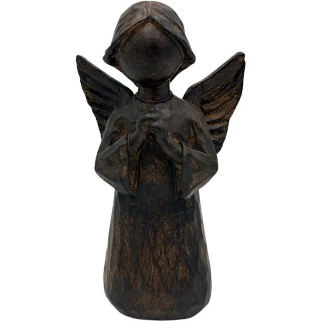 Countryfield Decoratie Beeld Engel Biddend – Bruin Polystone – Rustiek – 19 x 12 cm Warm bruin met antieke finish.