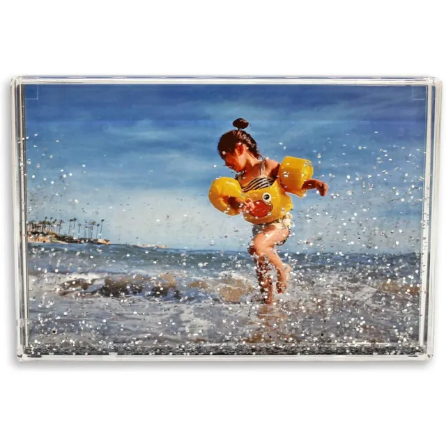 Famanu Acryl fotolijst blok zilver 10x15 cm, helder transparant