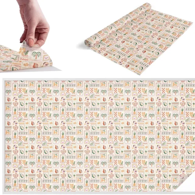 TULUP Raamfolie Anti inkijk - Folkloristische patronen Melkglas Folie - 200x116 cm - Beige Anti inkijk Raamfolie Glas in Lood - Zonwerende Raamfolie - Voor de keuken, hal en woonkamer - Privacy Folie Raam Glas in Lood Beige - Folkloristische patronen