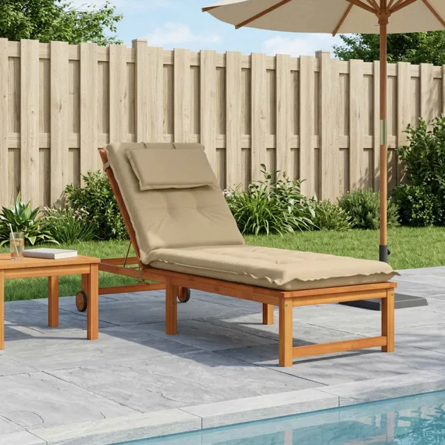 vidaXL Ligstoel Kussen GEMERT 100% Polyester Beige 190 x 60 x 9 cm