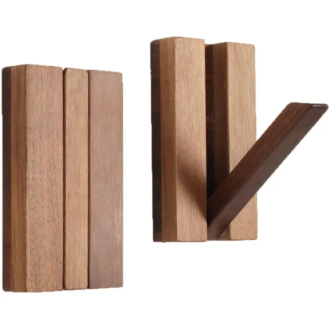 KZQ Opvouwbare Wandhaken 2 Stuks Houten Kapstok Minimalistisch Voor Hoeden Tassen En Handdoeken Zoals weergegeven in de figuur.