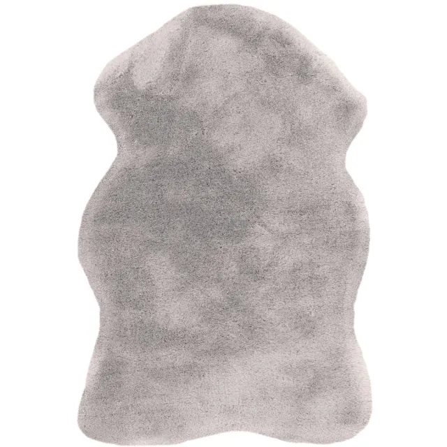Padiro knus hoogpolig vloerkleed met lamsvachtlook 60 x 90 cm - lichtgrijs - modern effen ontwerp - voor vloerverwarming - van polyester en kunsthars