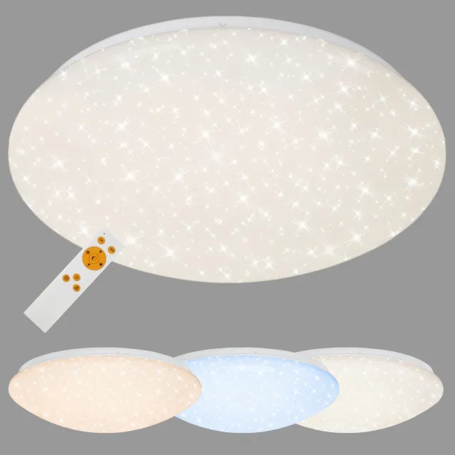 Briloner Verb - Plafondlamp met sterrenhemel effect - dimbaar plafonniére - met afstandsbediening - CCT - 22W - Ø 39cm wit