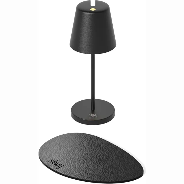Silwy x Sompex | Tafellamp PORTOFINO | Zwart| oplaadbare tafellamp | Magnetisch | Ideaal voor camping of boot