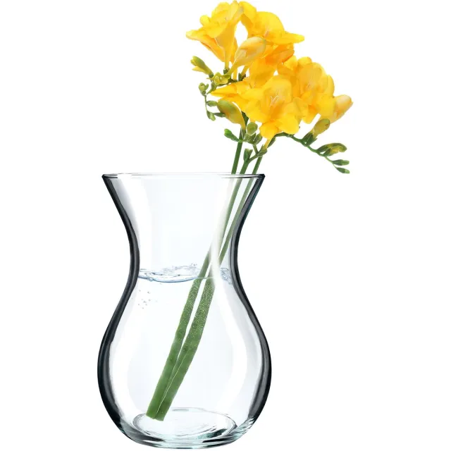 KADAX Glazen vaas, 18 cm, rond, transparant, 8 cm diameter, 11 cm hals, decoratieve vaas voor woonkamer, helder glazen bloemenvaas voor bloemen, vaatwasmachinebestendig