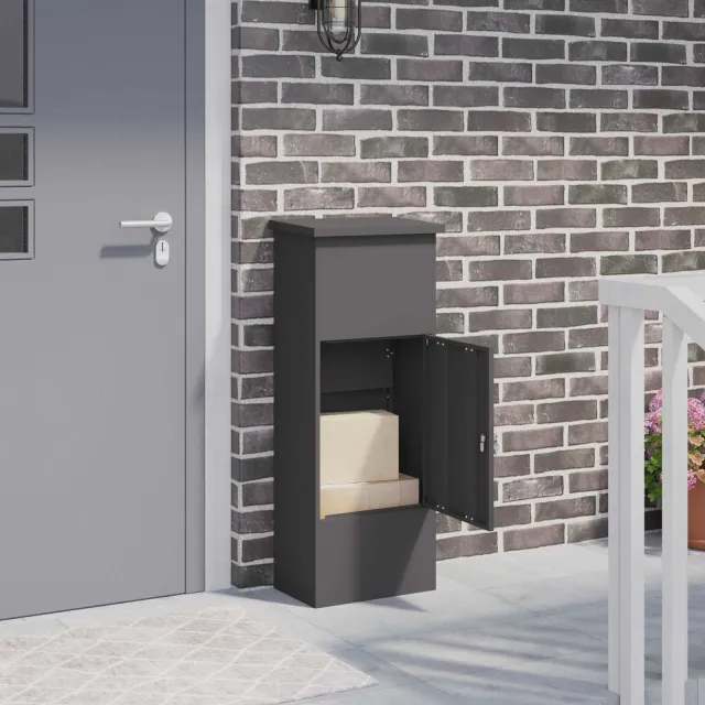 vidaXL Pakket inwerp box met opslag Zwart 44,5 x 29 x 110,5 cm Staal
