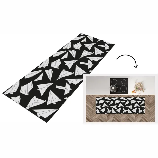 KitchenYeah Keukenloper - Loper keuken - Design - Papier - Vliegtuig - Keukenloper vinyl multicolor, foto 7