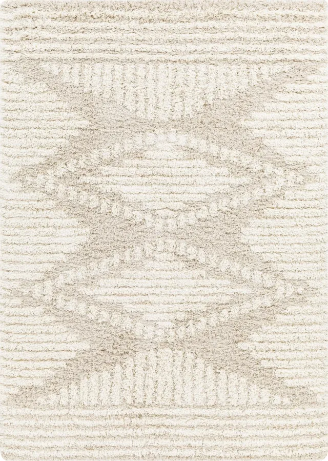 Surya Nuria vloerkleed hoogpolig shaggy boho beige wit