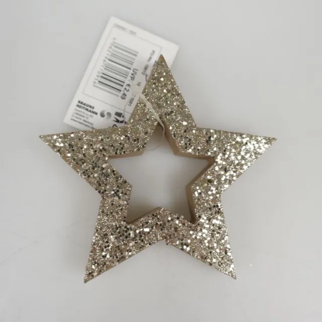 Brauns-Heitmann brauns heitmann houten kerst ster met glitter 9.5 cm zilver / hout kleur
