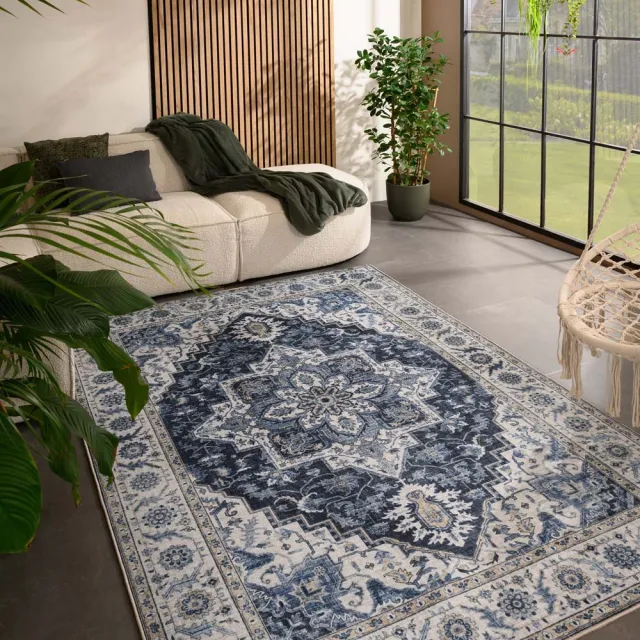 Heritaged Vintage buitenkleed - Valenca Brio blauw 120x160