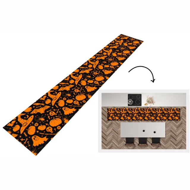 KitchenYeah Keukenloper - Keukenmat - Halloween - Oranje - Patronen - Keuken vloerkleed Multicolor
