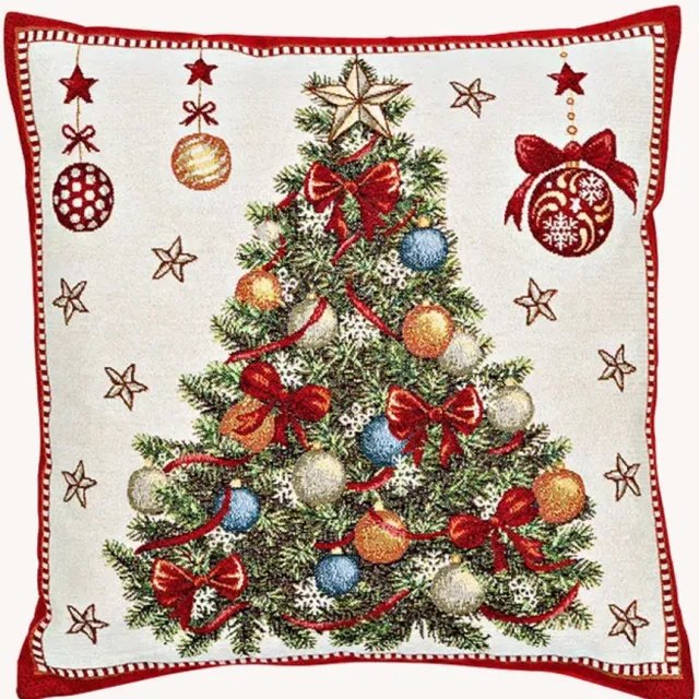 G. Wurm Kussenhoes kerstboomdecor beige/rood (B/H) 45x45cm met rits