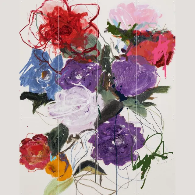 IXXI Eternity, Leigh Viner - 80 x 100 cm - Grote wanddecoratie en posters - Schilderijen, Kwaststreken, Abstract, Kleurrijk, Woonkamer, Studeerkamer Rood