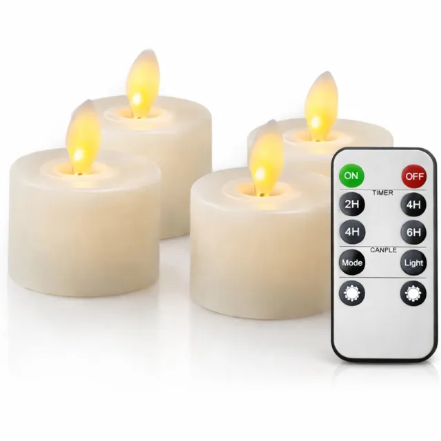 LumaLoom Nepkaarsen met Bewegende Vlam - Kunstkaarsen - 4 Stuks - Led Kaarsen met Bewegende Vlam - Waxinelichtjes Led - met Afstandsbediening - Elektrische Kaarsen Wit