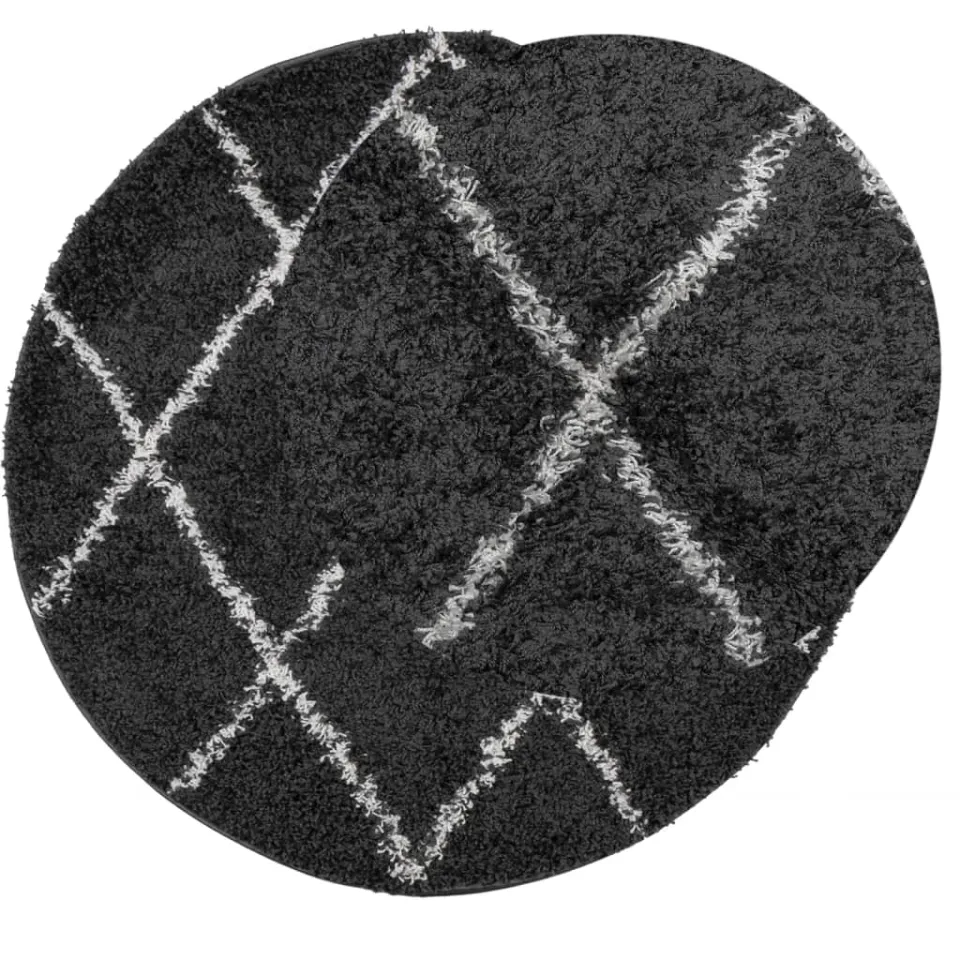 vidaXL Vloerkleed PAMPLONA shaggy hoogpolig Ø 280 cm zwart en crème Meerkleurig