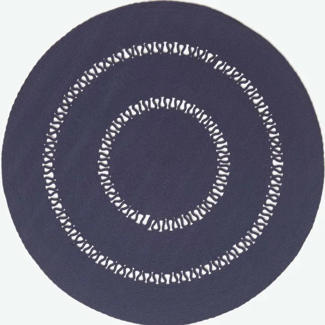 Homescapes Gevlochten Rond Gehaakt Vloerkleed Donkerblauw, 120 cm