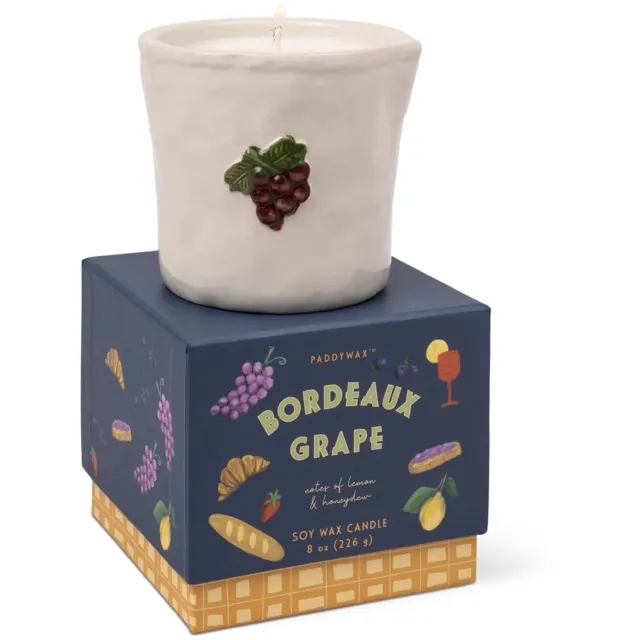 Paddywax Geurkaars Bistro Bordeaux Grape - keramiek 227 gr. gebroken wit