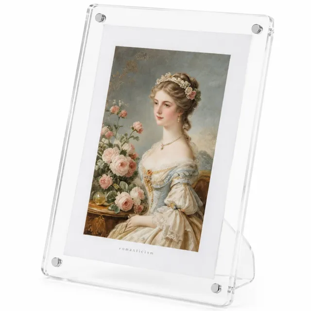 SWGOTA Transparante magnetische fotolijst van acryl, 4 x 6 inch, dubbelzijdig tafelmodel met steun, zonder afbeelding