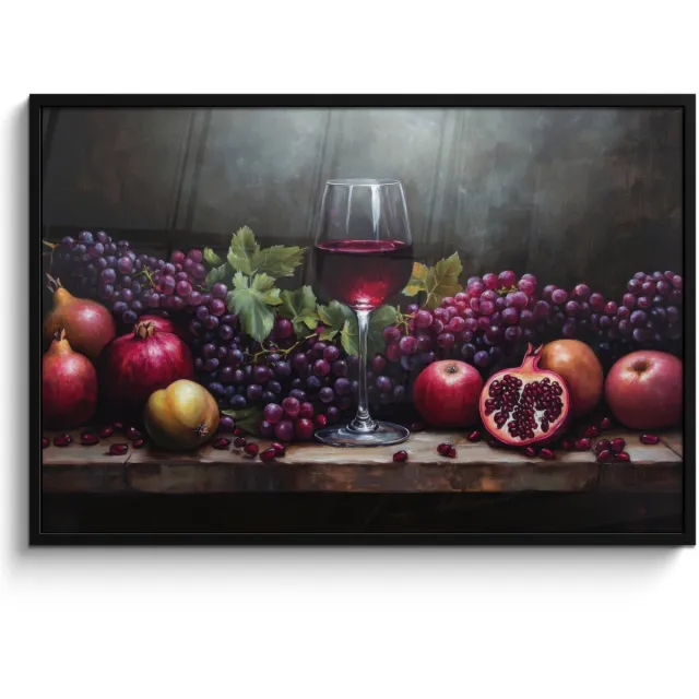 FrameYourWall Poster in lijst - Fotolijst 120x80 cm - Posters - Wijn - Fruit - Stilleven - Posterlijst zwart - Decoratie - Wanddecoratie woonkamer - Muurdecoratie slaapkamer