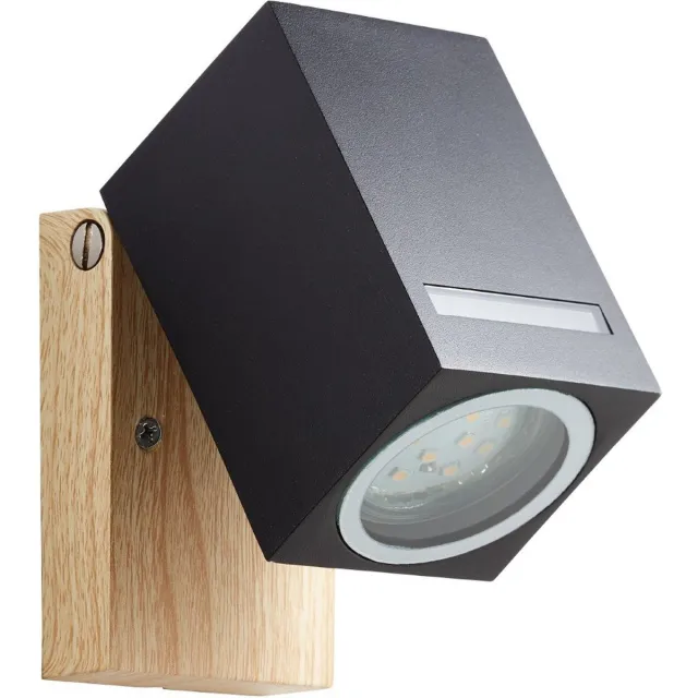 Brilliant GALENI Buitenwandlamp - zwart/naturel - metaal/glas GU10 1x20W