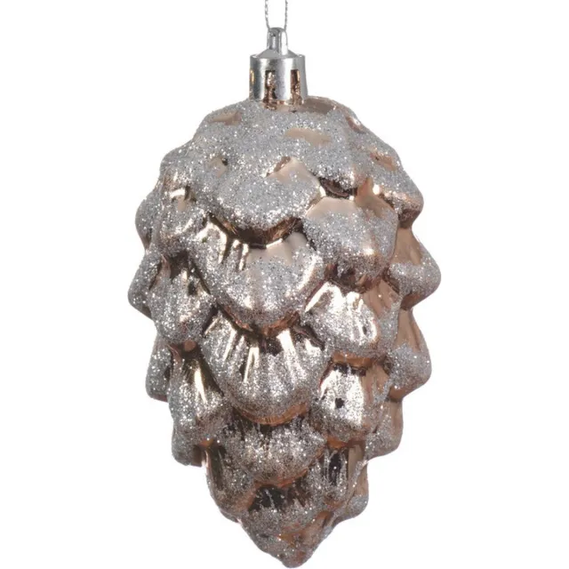 Decoris Kerstboomhangers - bruin - dennenappels - 9 cm - kerstversiering - Bruine kerstversiering/boomversiering