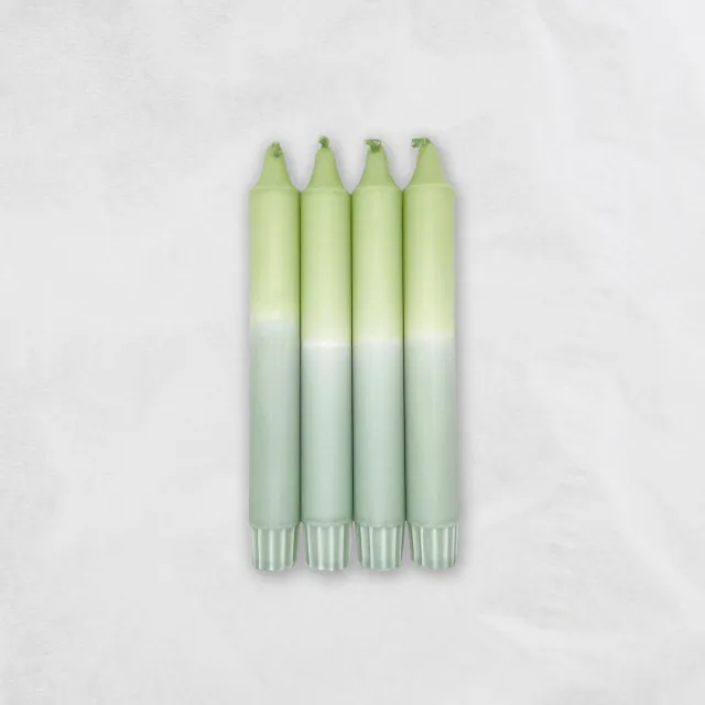 MingMing Pistache x Eucalyptus - Dip Dye Kaarsen - set van 4 - handgemaakte kaarsen - dinerkaarsen