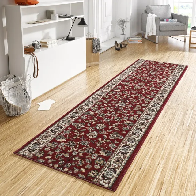 flycarpets Loper laagpolig Vintage / Klassiek - Designer Velours - Rood 80x500 cm