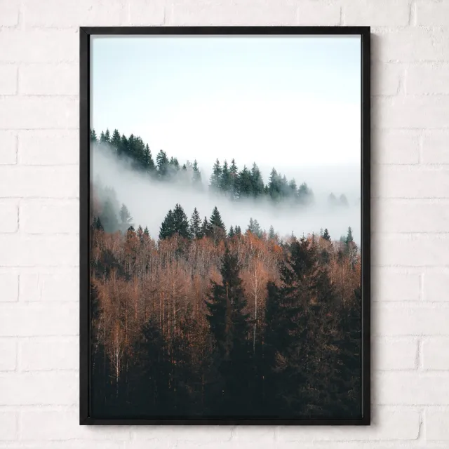 Kleurmedia Herfstbos in de Mist Poster - Misty Forest Collection - Natuur Posters - A1+ 61 x 91,5 cm Bruin