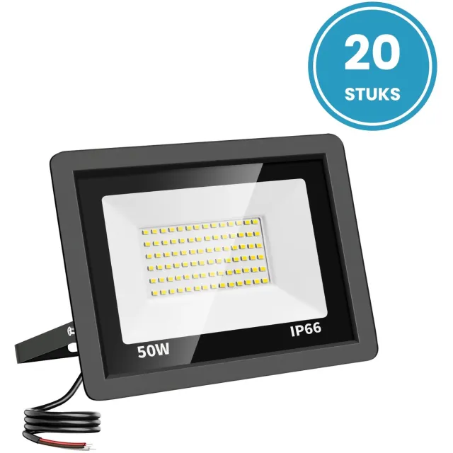 Tsong LED schijnwerper 50W - 20 stuks - Koelwit 4000K - 5.000 lm - 120° breedstraler - IP66