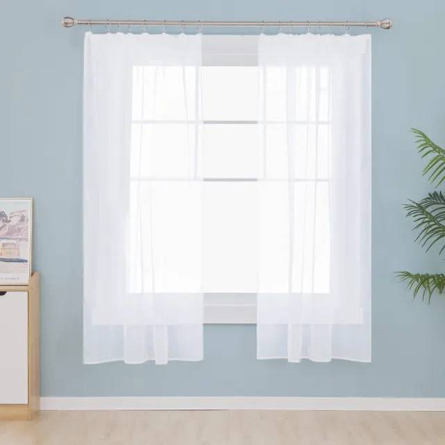 Unyqoos ® Transparante Voile Gordijnen Set van 2 met Eenvoudige Ophangoptie voor Stijlvolle Raambekleding wit