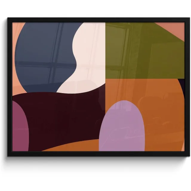 FrameYourWall Poster in lijst - Fotolijst 70x50 cm - Posters - Vormen - Abstract - Kleuren - Vierkant - Posterlijst zwart - Decoratie - Wanddecoratie woonkamer - Muurdecoratie slaapkamer