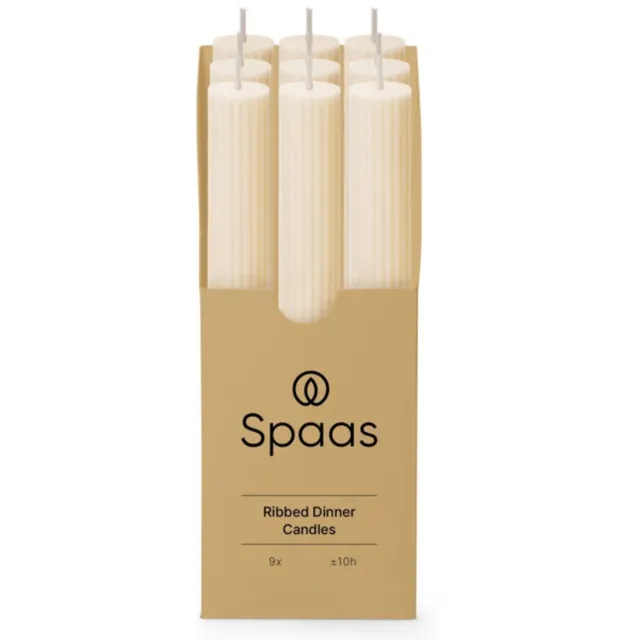 Spaas Geribbelde Dinerkaars Ivoor 9 stuks